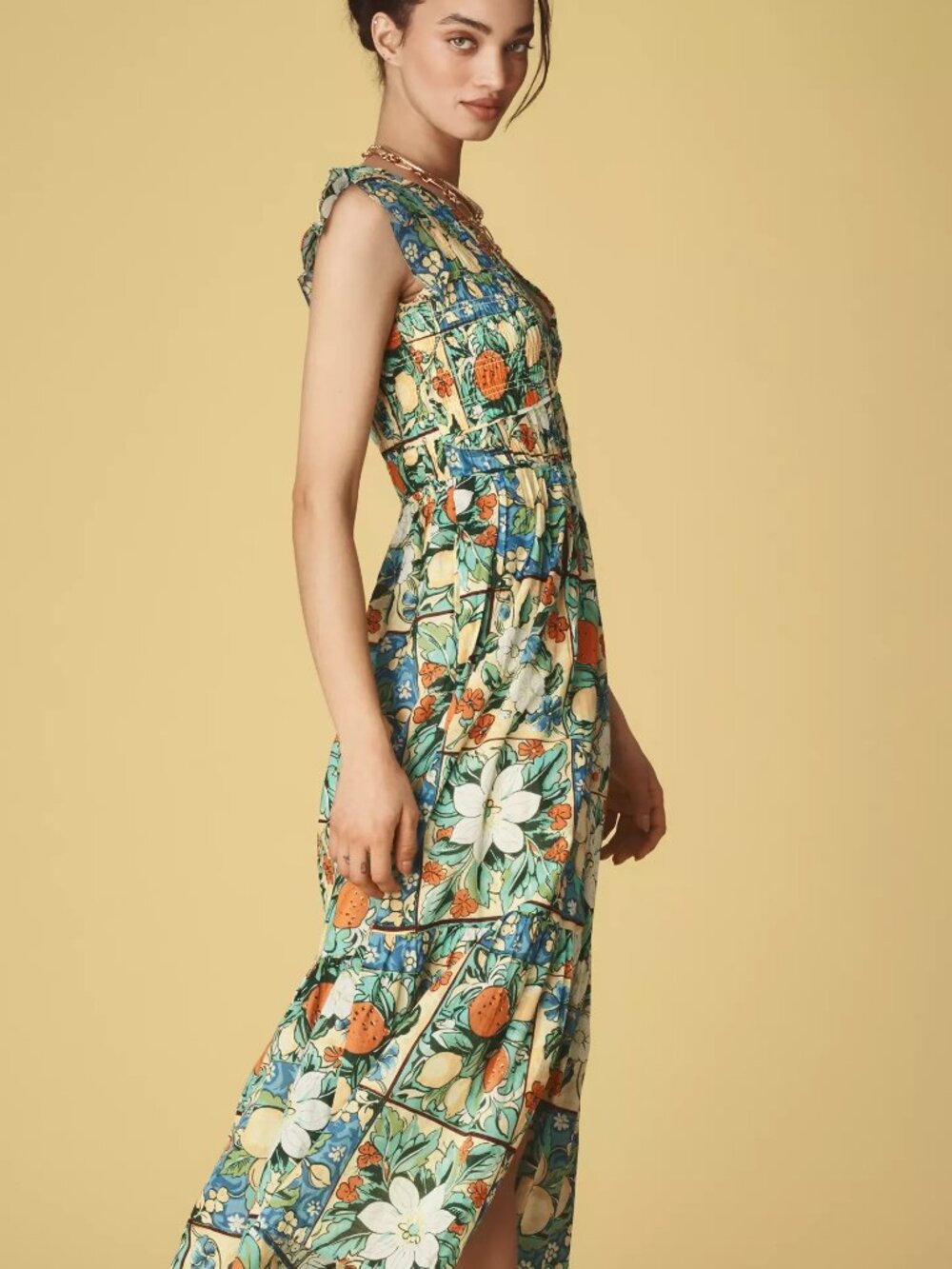 Anthropologie The Peregrine Midi Dress Fruit Motif XL (worn once!) - Picture 2 of 4